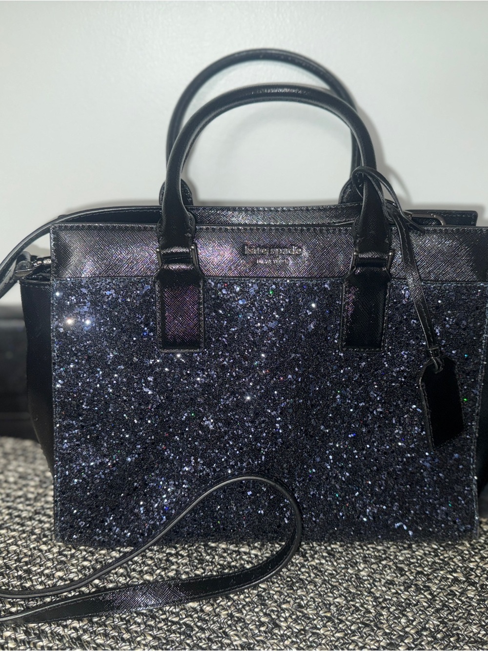 Kate Spade Black/Blue Glitter Satchel
